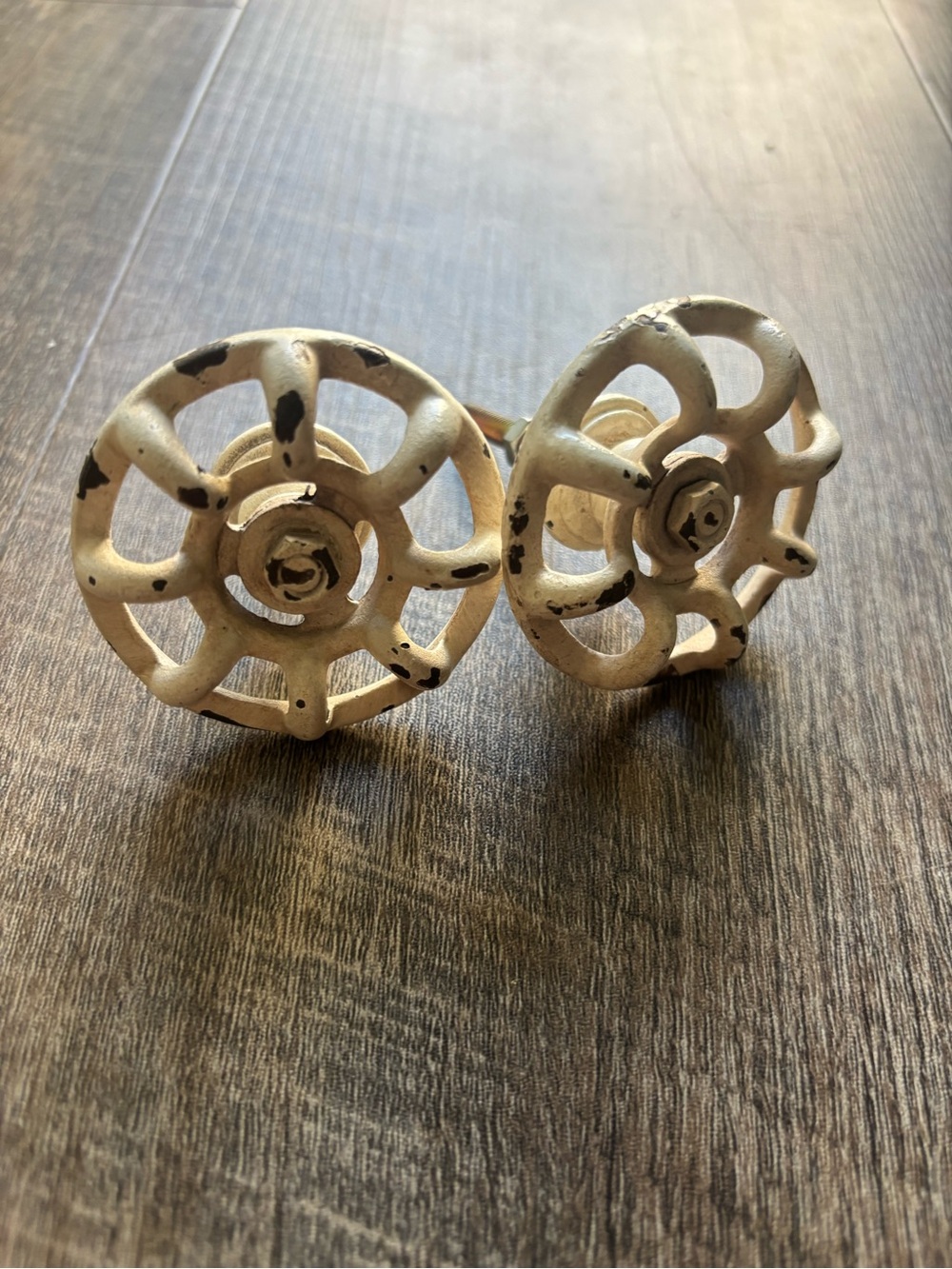 World Market Distressed Cream Metal & Flower Drawer Pulls